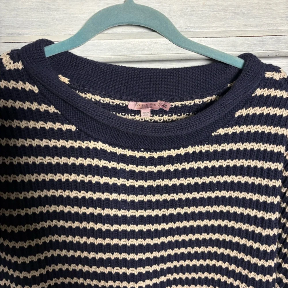 Calypso St Barth Chunky Knit Rolled‎ Neck Sweater Preppy Nautical Quiet Luxury